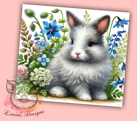 Cute Bunny Flower Spring Easter Tumbler Wrap, Flower Design, 20oz Tumbler, Sublimation Wrap, Spring Drinkware, Easter Gift, Cute Animal Mug Sublimation Lara' s Designs 