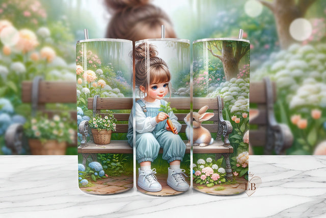 Cute Bunny Garden 20oz Tumbler Wrap PNG Sublimation BijouBay 