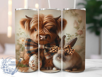 Cute Bunny Highland Cow Tumbler, Bunny Cow Tumbler, Farm Animal Easter Wrap, Cute Bunny Wrap, Stylish 20oz Wrap, Sublimation Design, Trendy Gift Idea Sublimation ToriDesigns 