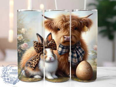 Cute Bunny Highland Cow Tumbler, Bunny Cow Tumbler, Farm Animal Easter Wrap, Cute Bunny Wrap, Stylish 20oz Wrap, Sublimation Design, Trendy Gift Idea Sublimation ToriDesigns 