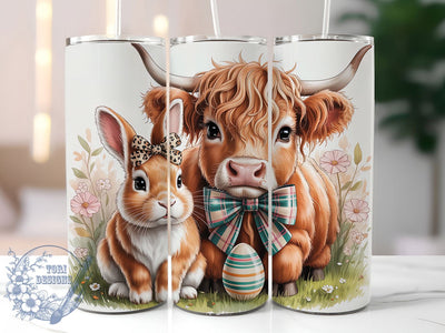 Cute Bunny Highland Cow Tumbler, Bunny Cow Tumbler, Farm Animal Easter Wrap, Cute Bunny Wrap, Stylish 20oz Wrap, Sublimation Design, Trendy Gift Idea Sublimation ToriDesigns 