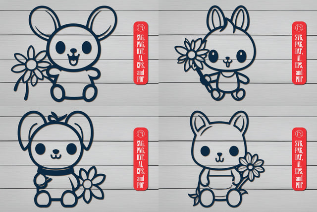 Cute Bunny holding Daisy Flower SVG SVG MD JOYNAL ABDIN 
