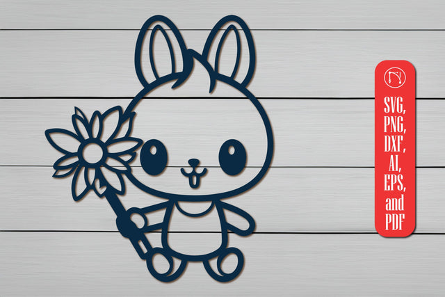 Cute Bunny holding Daisy Flower SVG SVG MD JOYNAL ABDIN 