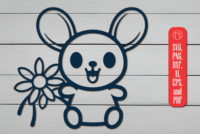 Cute Bunny holding Daisy Flower SVG SVG MD JOYNAL ABDIN 