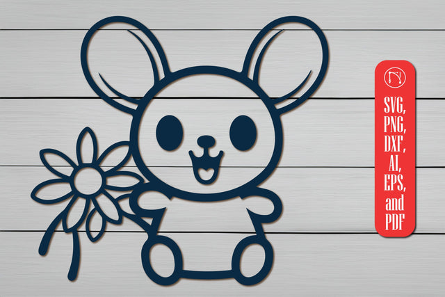 Cute Bunny holding Daisy Flower SVG SVG MD JOYNAL ABDIN 