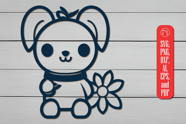 Cute Bunny holding Daisy Flower SVG SVG MD JOYNAL ABDIN 