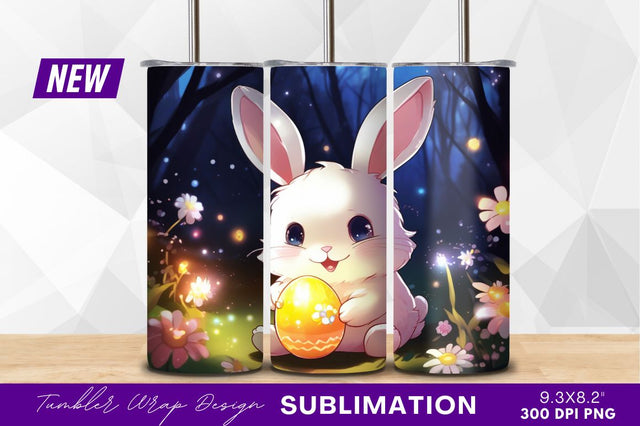 Cute bunny holding easter egg tumbler png Sublimation Regulrcrative 