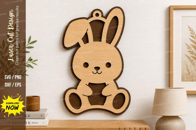 Cute Bunny Laser Cut SVG | Cartoon Rabbit Wall Art SVG File SVG Regulrcrative 