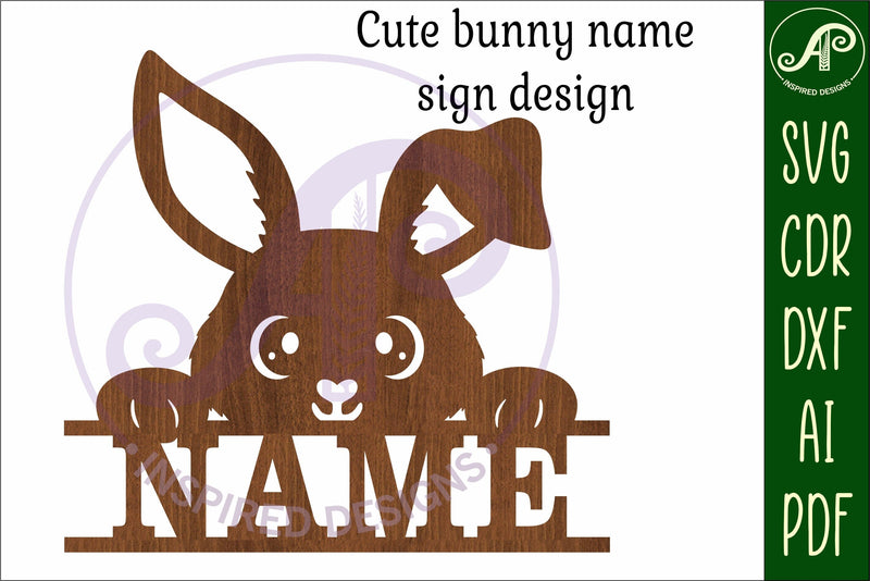 Cute bunny name sign svg laser cut file - So Fontsy