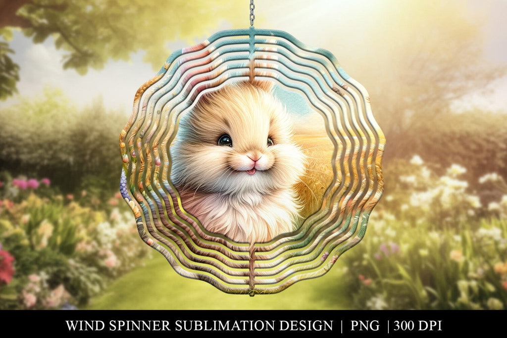 Cute Bunny Rabbit Wind Spinner Sublimation Design - So Fontsy
