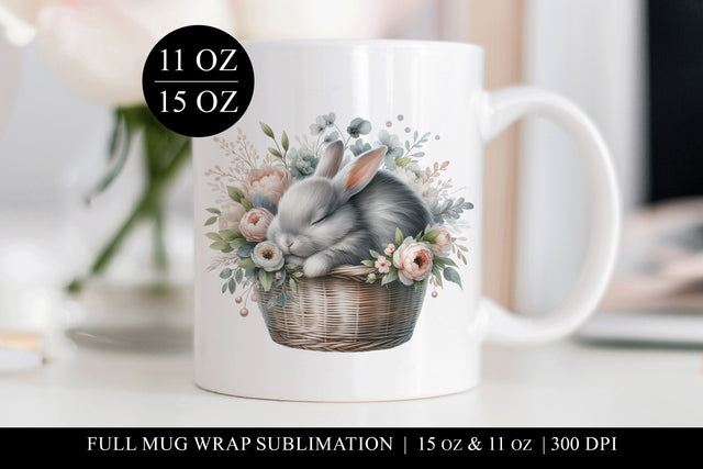 Cute Bunny Sublimation Mug Wrap for 11 & 15oz Mugs Sublimation BijouBay 