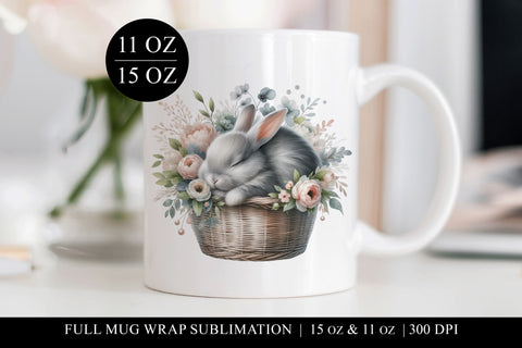 Cute Bunny Sublimation Mug Wrap for 11 & 15oz Mugs Sublimation BijouBay 