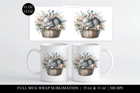 Cute Bunny Sublimation Mug Wrap for 11 & 15oz Mugs Sublimation BijouBay 