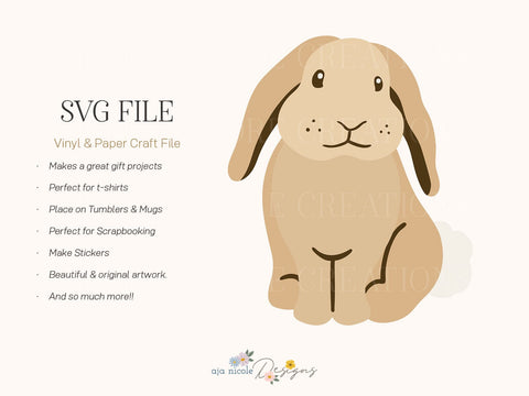 Cute Bunny SVG – Adorable Bunny Cut File for Easter & Crafts SVG Aja Nicole Designs 