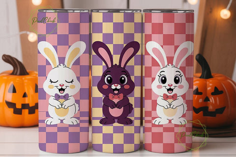 Cute Bunny Tumbler Wrap PNG Sublimation PixelChick 