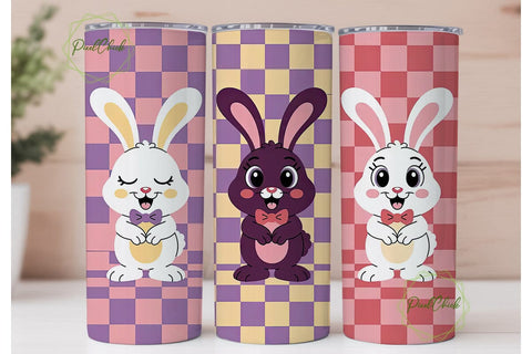 Cute Bunny Tumbler Wrap PNG Sublimation PixelChick 