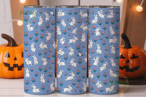Cute Bunny Tumbler Wrap Sublimation PixelChick 