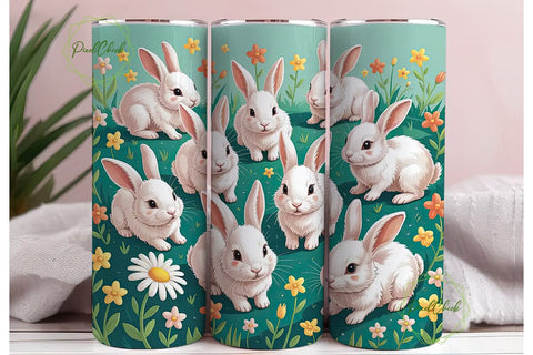 Cute Bunny Tumbler Wrap Sublimation PixelChick 