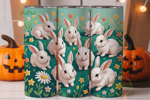 Cute Bunny Tumbler Wrap Sublimation PixelChick 
