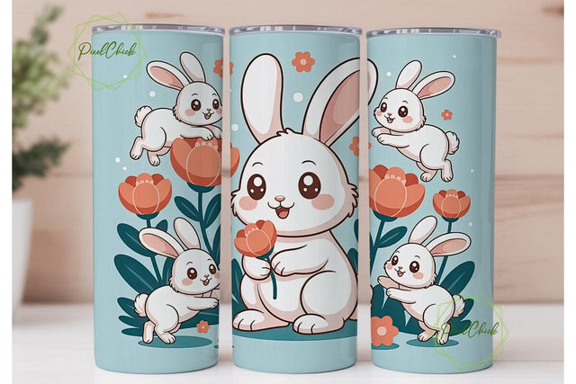 Cute Bunny Tumbler Wrap Sublimation PixelChick 