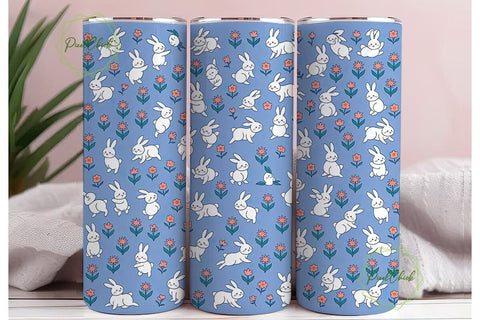 Cute Bunny Tumbler Wrap Sublimation PixelChick 