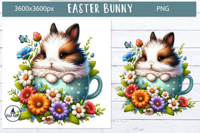 Cute bunny with flowers | Bunny sublimation Sublimation Olga Boat Design 