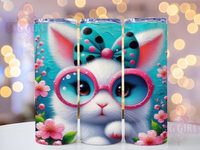 Cute Bunny with Glasses Tumbler, Easter Bunny Tumbler, Cute Bunny Wrap, Stylish Bunny Wrap, Spring Bunny Wrap, Sublimation Design, Trendy Gift Idea Sublimation SvggirlplusArt 