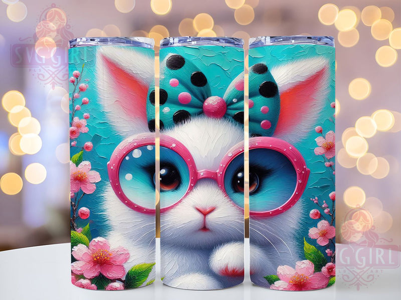 Cute Bunny with Glasses Tumbler, Easter Bunny Tumbler, Cute Bunny Wrap, Stylish Bunny Wrap, Spring Bunny Wrap, Sublimation Design, Trendy Gift Idea Sublimation SvggirlplusArt 