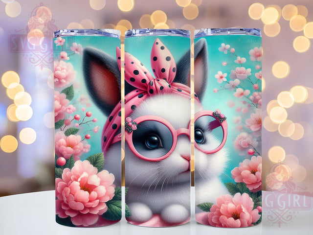Cute Bunny with Glasses Tumbler, Easter Bunny Tumbler, Cute Bunny Wrap, Stylish Bunny Wrap, Spring Bunny Wrap, Sublimation Design, Trendy Gift Idea Sublimation SvggirlplusArt 