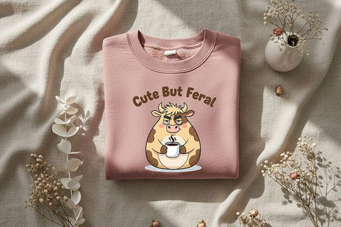 Cute But Feral Cow Png, Funny Coffee Cow Clipart, Moody Farm Animal Png, Sassy Cow Graphic, Sublimation & T-Shirt Design SVG TiffsCraftyCreations 