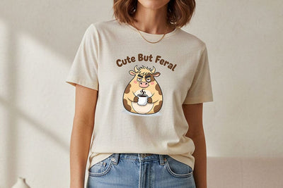 Cute But Feral Cow Png, Funny Coffee Cow Clipart, Moody Farm Animal Png, Sassy Cow Graphic, Sublimation & T-Shirt Design SVG TiffsCraftyCreations 