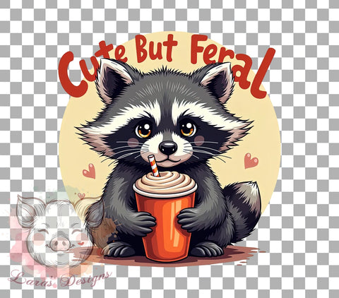 Cute But Feral Funny Png, Sarcastic Snarky Png, Sarcastic Quote Png, Funny Raccoon Png, Cute Raccoon Png, Sublimation Designs, Digital Download Sublimation Lara' s Designs 