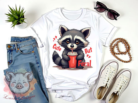 Cute But Feral Funny Png, Sarcastic Snarky Png, Sarcastic Quote Png, Funny Raccoon Png, Cute Raccoon Png, Sublimation Designs, Digital Download Sublimation Lara' s Designs 