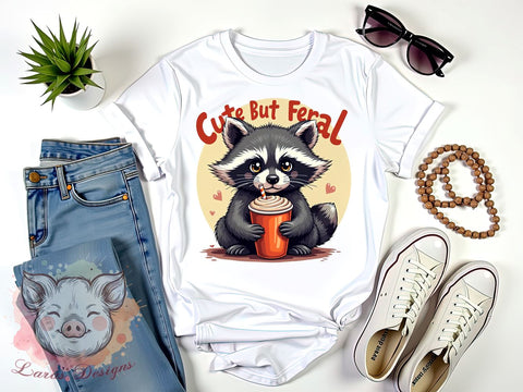 Cute But Feral Funny Png, Sarcastic Snarky Png, Sarcastic Quote Png, Funny Raccoon Png, Cute Raccoon Png, Sublimation Designs, Digital Download Sublimation Lara' s Designs 