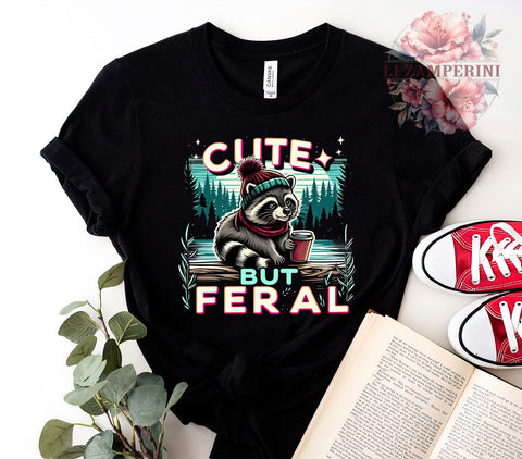 Cute but Feral, Funny Sarcastic, Digital Download, Sublimation Design, Quirky Humor, Animal PNG, Holiday Fun, Sarcastic Gifts Sublimation Li Zamperini 