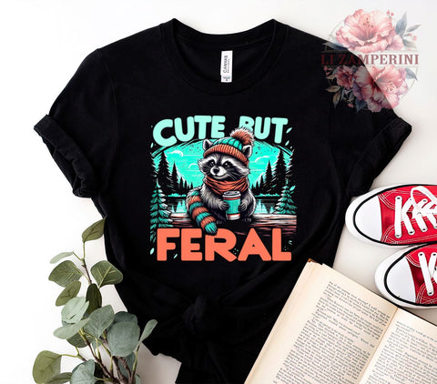 Cute but Feral, Funny Sarcastic, Digital Download, Sublimation Design, Quirky Humor, Animal PNG, Holiday Fun, Sarcastic Gifts Sublimation Li Zamperini 