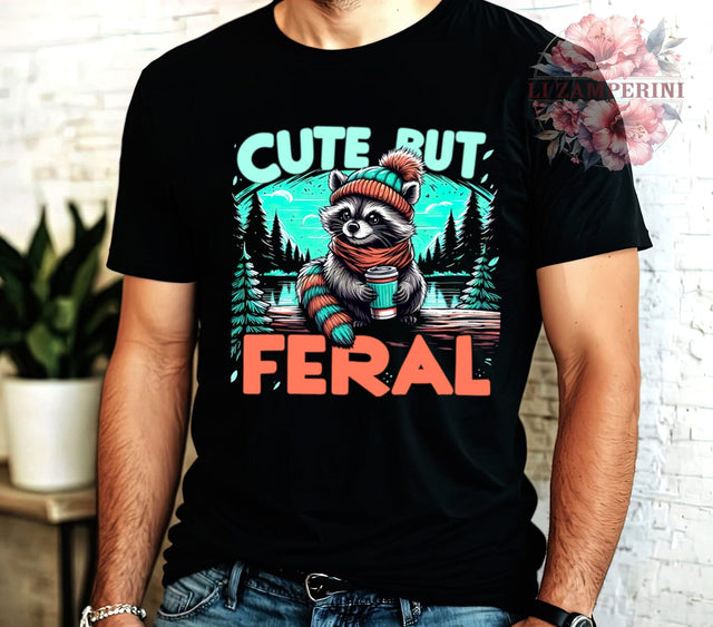 Cute but Feral, Funny Sarcastic, Digital Download, Sublimation Design, Quirky Humor, Animal PNG, Holiday Fun, Sarcastic Gifts Sublimation Li Zamperini 