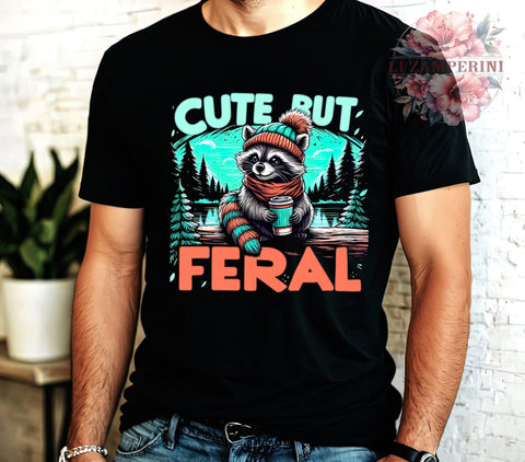 Cute but Feral, Funny Sarcastic, Digital Download, Sublimation Design, Quirky Humor, Animal PNG, Holiday Fun, Sarcastic Gifts Sublimation Li Zamperini 