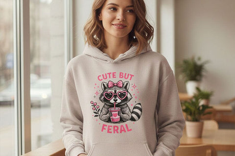 Cute But Feral PNG, Funny Raccoon PNG, Raccoon with Bow Design, Sublimation Design Png, Trendy Animal Lover Design PNG, Dtf Transfer Design SVG TiffsCraftyCreations 