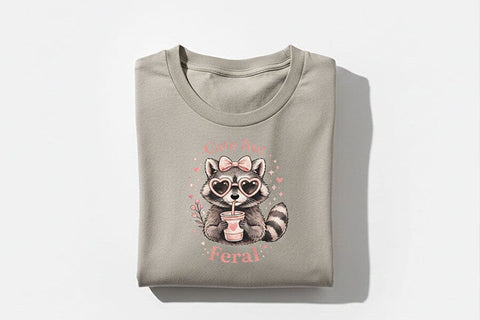 Cute But Feral PNG, Funny Raccoon PNG, Raccoon with Bow Design, Sublimation Design Png, Trendy Animal Lover Design PNG, Dtf Transfer Design SVG TiffsCraftyCreations 