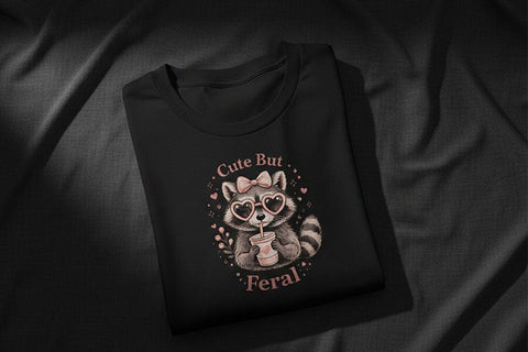 Cute But Feral PNG, Funny Raccoon PNG, Raccoon with Bow Design, Sublimation Design Png, Trendy Animal Lover Design PNG, Dtf Transfer Design SVG TiffsCraftyCreations 