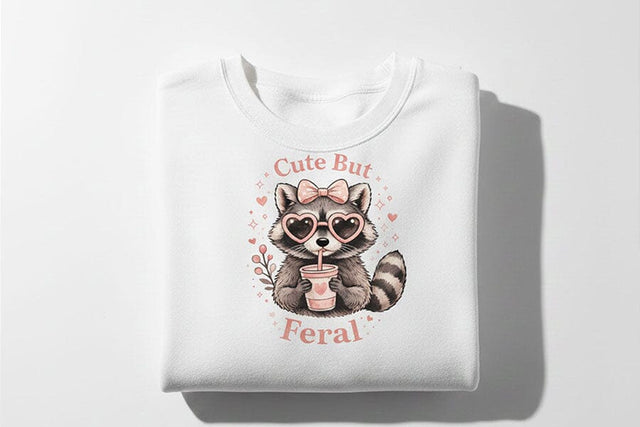 Cute But Feral PNG, Funny Raccoon PNG, Raccoon with Bow Design, Sublimation Design Png, Trendy Animal Lover Design PNG, Dtf Transfer Design SVG TiffsCraftyCreations 