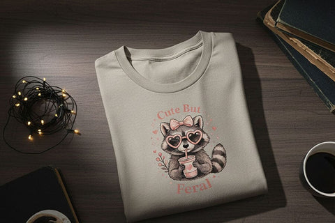 Cute But Feral PNG, Funny Raccoon PNG, Raccoon with Bow Design, Sublimation Design Png, Trendy Animal Lover Design PNG, Dtf Transfer Design SVG TiffsCraftyCreations 