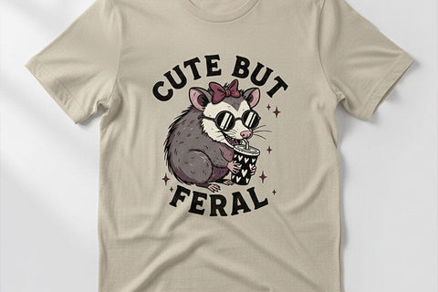 Cute But Feral Possum Png, Funny Opossum With Coffee Png, Feral Girl Png, Cute Animal Sublimation Design Shirt Mug Sticker Digital Download SVG TiffsCraftyCreations 