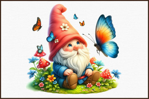 Cute Butterfly Gnome Sublimation Clipart Sublimation designartist 