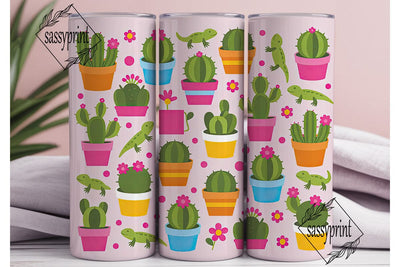 Cute Cactus 20oz Tumbler Wrap Sublimation sassyprint 