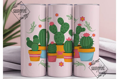 Cute Cactus 20oz Tumbler Wrap Sublimation sassyprint 
