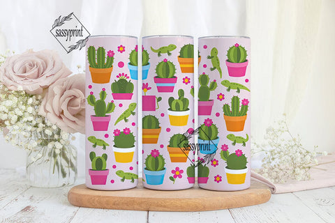 Cute Cactus 20oz Tumbler Wrap Sublimation sassyprint 