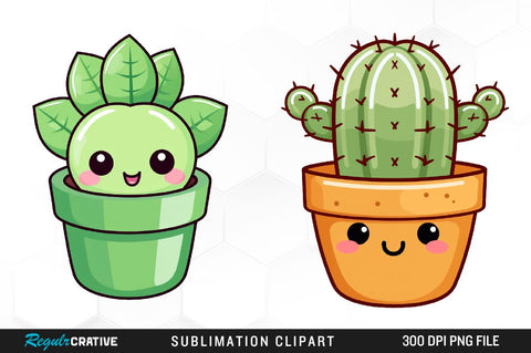 Cute Cactus Clipart Bundle Sublimation Regulrcrative 