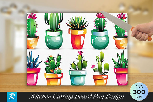 Cute Cactus Cutting Board Sublimation Regulrcrative 